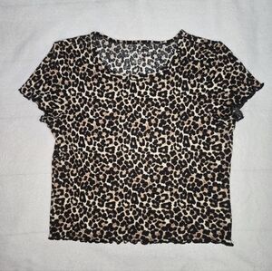 American Eagle Cheetah Print Baby Tee